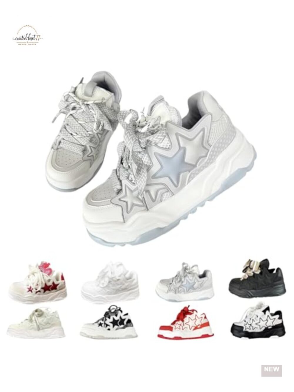 Women Chunky Sneakers Platform Dad Shoes Lace-Up Mesh Upper